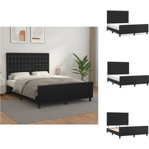 vidaXL Bedframe - Kunstleer - Verstelbaar hoofdeind - Multiplex lattenbodem - Zwart - 193x146x118/128cm - Bed