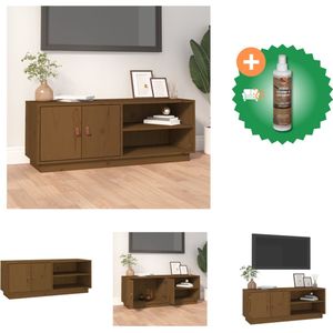 vidaXL Tv-meubel 105x34x40 cm massief grenenhout honingbruin - Kast - Inclusief Houtreiniger en verfrisser