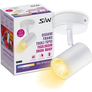 Opbouwspot 1-Lichts GU10 LED - Dimbaar - Warm tot Koelwit Licht - Draaibare Spot - 5W - Wit