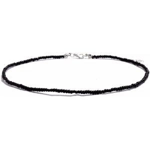 Leerella Choker Multi kralen- Kralenketting Zwart- Kralenketting uni- Kralenketting dames- Halskettingen- Choker uni kralen - Valentijnsdag - Verjaardag - Cadeautjes 40+6 cm