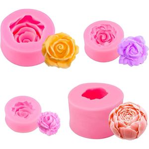 JGS ® 4 stuks 3D siliconen mal bloem siliconen mallen bloemen fondant rozen 3D bloem siliconen zeep mal bloem bloesem roos mal siliconen mal voor zeep, fondant, kaarsen, snoep, chocolade, cake