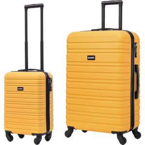 BlockTravel kofferset 2 delig ABS ruimbagage en handbagage 29 en 74 liter - inbouw TSA slot - geel