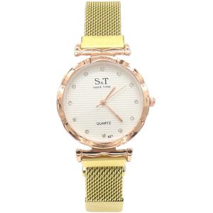 Horloge Mesh - Kast 33 mm - Metaal - Quartz - Goudkleurig