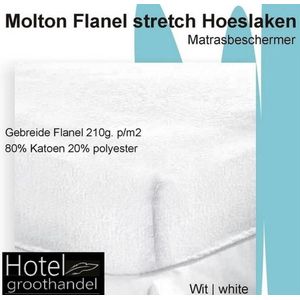 Molton Flanel Stretch Hoeslaken - Wit | 210g. p/m2