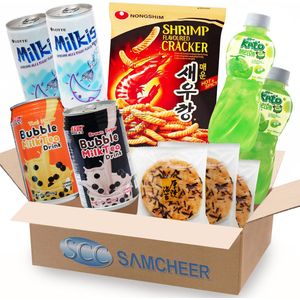 Bubble Milk Tea - Asian Drink Snack Box - Milkis Drink - Nata de Coco - Seawead Crackers - 10 delige - Bubble Thee