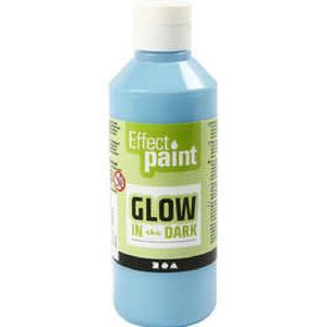 Acrylverf - Glow In The Dark - Lichtgevende Verf - Effect Paint - Fluorescerend Lichtblauw - Creotime - 250 ml
