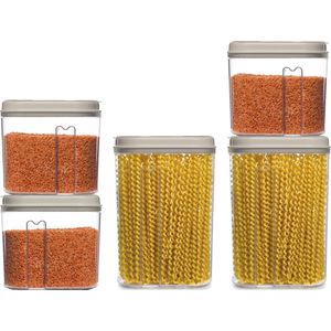 Plasticforte Voedselcontainers set - 5 stuks - beige - 1500ml en 1000ml - kunststof - voorraadpot