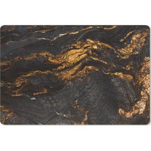 Bureau onderlegger - Muismat - Bureau mat - Marmer - Kalk - Zwart - Goud - Marmerlook - Luxe - 60x40 cm