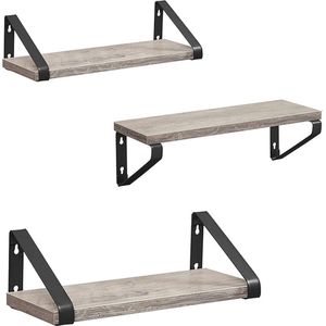 Wandplank - Wandplanken - Wandplanken zwevend - Opberg Plank - Opbergrek - 3 stuks - 2.3 kg - MDF - Grijs - 40 x 12 x 11 cm