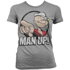Popeye Dames Tshirt -L- Man Up! Grijs