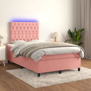 The Living Store Boxspring Bed - Fluweel - 120 x 200 cm - LED