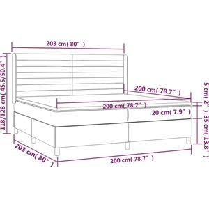 vidaXL - Boxspring - met - matras - fluweel - donkerblauw - 200x200 - cm