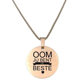 Ketting RVS - Rond - Rosegoud - Oom Jij Bent De Beste