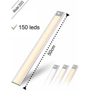Led lamp - Led Strip - 50 cm-150 Leds -Accu -3 standen -warm licht, koud licht, fel licht -r-Opladen USB C keuken trap verlichting