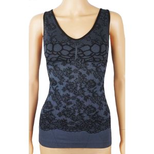 Dames top corrigerend met geboorduurde print J&C Zwart - maat 2XL/3XL