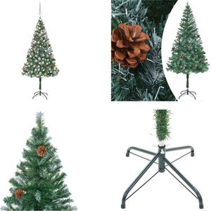 vidaXL Kunstkerstboom met LED's- kerstballen en dennenappels 180 cm - Kunstkerstboom - Kunstkerstbomen - Kerstboom - Kerstdecoratie