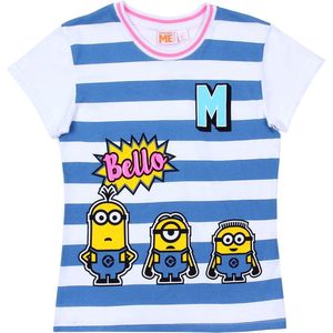 Wit-blauw gestreept T-shirt - MINIONS / S