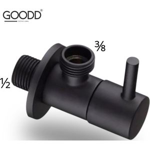 GOODD® Hoekstopkraan - Stopkraan - Afsluitkraan - Zwart - 1/2"" x 3/8"" - Fonteinkraan - Wastafelkraan - Keukenkraan