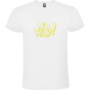Wit t-shirt met tekst 'NO WAY' print Geel size XS