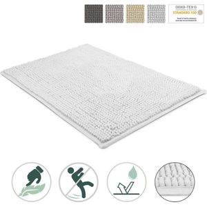 Beautissu Beaumare WR – Badmat Antislip 120x70cm – Douchemat Badkamer Wit