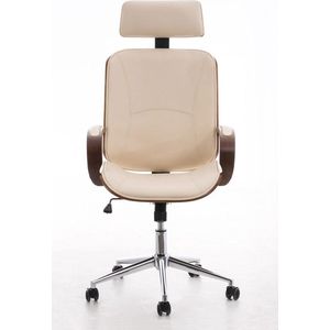 Bureaustoel - Bureaustoel voor volwassenen - Hoofdsteun - Hout - Crème - 70x70x125 cm