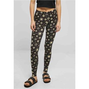 Urban Classics - Soft AOP blacksun Legging - 4XL - Zwart/Goudkleurig