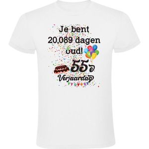 Je bent 20,089 dagen oud! Heren T-shirt - 55 jaar - verjaardag - 55e verjaardag - verjaardagsshirt - feest - jarig