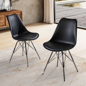 Rootz Set van 2 moderne eetkamerstoelen - keukenstoelen - Scandinavisch design - weelderige bekleding - 48 cm x 85 cm x 58 cm