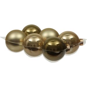 Othmar Kerstballen - 6 stuks - glas - lime goud/groen - 8 cm