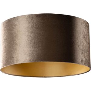 QAZQA cilinder velours - Klassieke Lampenkap - Ø 50 cm - Bruin -