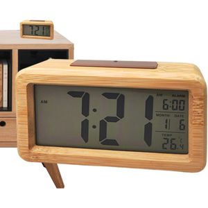 Houten digitale wekker voor slaapkamer en werkplek - Verstelbare snooze functie