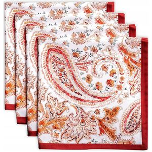 Maison d' Hermine Orient Servetten – Set van 4, 100% Katoen, 45 cm x 45 cm, Decoratieve Wasbare Stoffen Servetten voor Diner, Feesten en Camping – Thanksgiving/Kerstmis