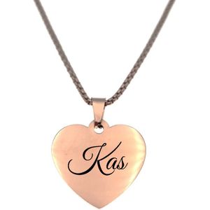 Ketting - Hart - Met Naam - Kas - Rosegoud