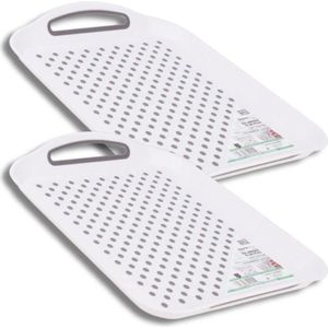 Serveerschalen antislip 38 x 28 cm groot rechthoekig - Set van 2 - kunststof dienblad - handgrepen - vaatwasmachinebestendig - ontbijt tv - ideaal voor eten