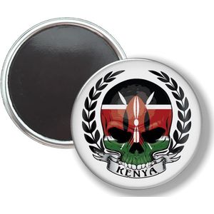 Button Met Magneet - Schedel Vlag Kenia - NIET VOOR KLEDING