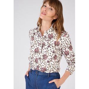 Damart - Gebloemde blouse in warm tricot - Dames - Beige - L
