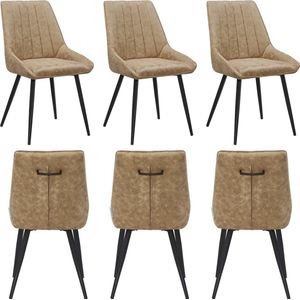 Parexio® - Skandi Eetkamerstoel - Set van 6 - Beige - Microvezel - Microfiber - Industrieel - Design - Comfortabele en Duurzame Eetkamerstoelen