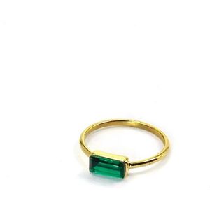 Ring Emerald Groen Baguette Goud | 18 karaat gouden plating | Staal | Buddha Ibiza