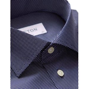 Eton slim fit hemd donkerblauw stip motief