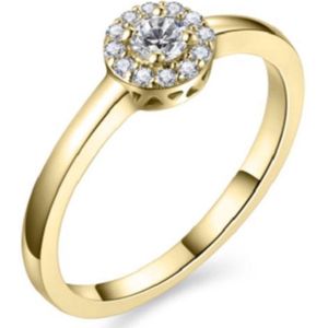 Schitterende 14K Gouden Ring met Diamanten - Goud - Diamant - Briljant - Vrouwen - Aanschuifring - Trouwring - Verlovingsring - Vriendschapsring - Rond