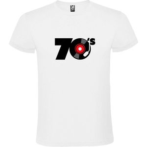 Wit T shirt met print van "" I Love Music of the Seventies "" print Zwart size L