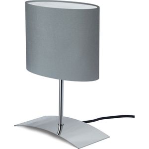 TrangoBedlampje 2018-04G *GREY EAGLE* Tafellamp met grijze stoffen kap incl. 1x E14 fitting voor LED-lampen, vensterbanklamp, bureaulamp, tafellamp, L: 20cm – B: 10cm - H: 30cm