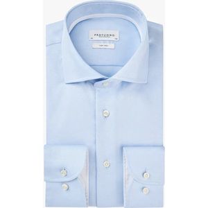 Profuomo Originale slim fit overhemd - 2-ply twill - lichtblauw (contrast) - Strijkvrij - Boordmaat: 40