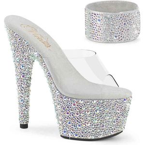 Pleaser - BEJEWELED-712MS Muiltjes - US 9 - 39 Shoes - Transparant/Zilverkleurig