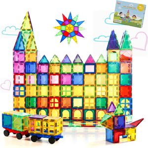 Gladi Tiles 100 Stuks Magnetisch Speelgoed - Magnetic Tiles - STEM Speelgoed voor 3 t/m 12 Jaar - Magnetische Tegels - Educatief Bouwspeelgoed