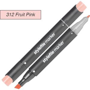 Stylefile Twin Marker - Fruit Roze - Deze hoge kwaliteit stift is ideaal voor designers, architecten, graffiti artiesten, cartoonisten, & ontwerp studenten