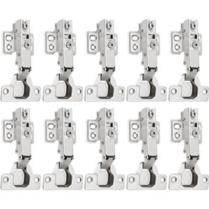 10 stuks hoekaanslag, standaard kastscharnier met Soft Close automatisch scharnier, kastdeur, openingshoek 110°, met hydraulische veer, potscharnier, demping, scharnieren voor keukenkast, kledingkast