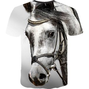 T-shirt - paard - 3D - korte mouw - ronde hals - oversized - XXS