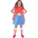 Wonder Woman Kostuum Meisjes - Classic - Verkleedkleren Meisjes - Rood/Blauw - Maat 128