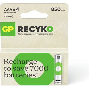 GP ReCyko Rechargeable AAA batterijen - Oplaadbare batterijen AAA (850mAh) - 4 stuks